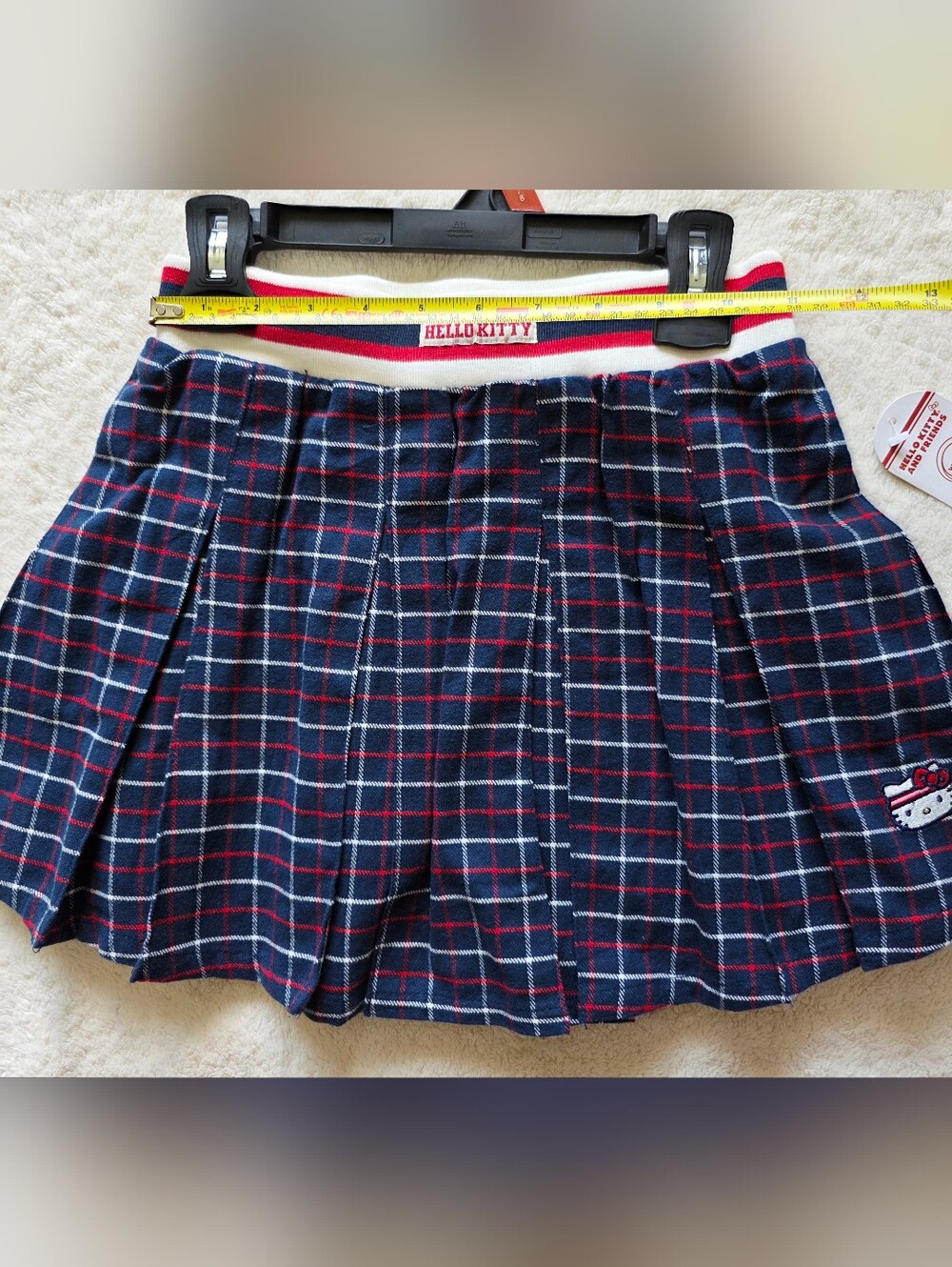 New Sanrio Hello Kitty Girls Cotton Plaid Pleated Skort, summer / back to school - Picture 6 of 8